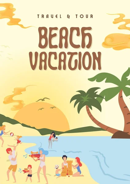 Playa Cartel Vacaciones Diseño Gráfico Arte —  Fotos de Stock