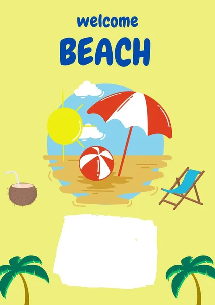 Blue Yellow Welcome Beach Flyer — Stock Photo, Image