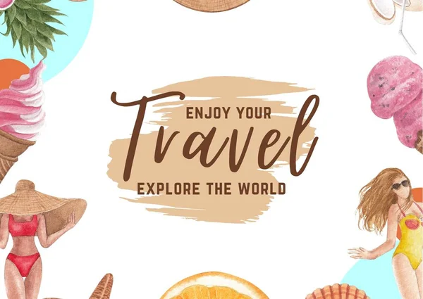 Desfrutar Sua Viagem Explorar Mundo Cartão Paisagem — Fotografia de Stock