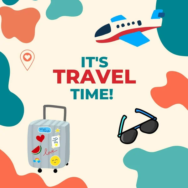 Red Blue Travel Travel Instagram Post — Stock Photo, Image