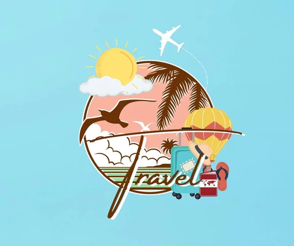 Travel Facebook Post Art Design Graficzny — Zdjęcie stockowe