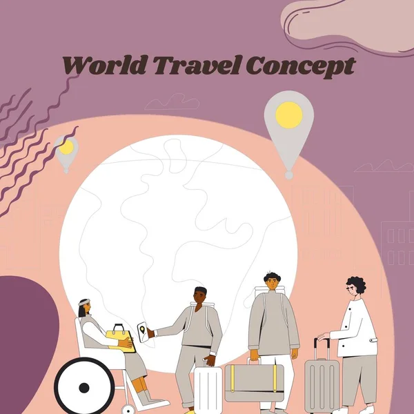World Travel Concept Ilustração Instagram Posts — Fotografia de Stock