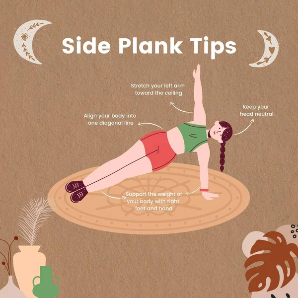 Brown Bohemian Yoga Side Plank Tips Instagram Post
