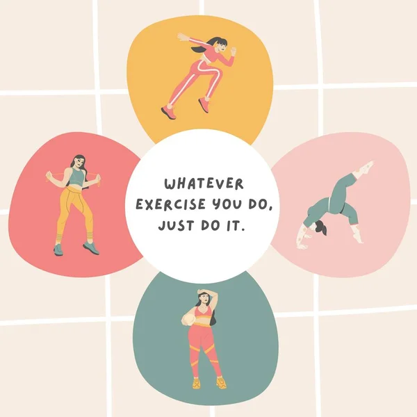 Kolorowe Ćwiczenia Quote Instagram Post — Zdjęcie stockowe