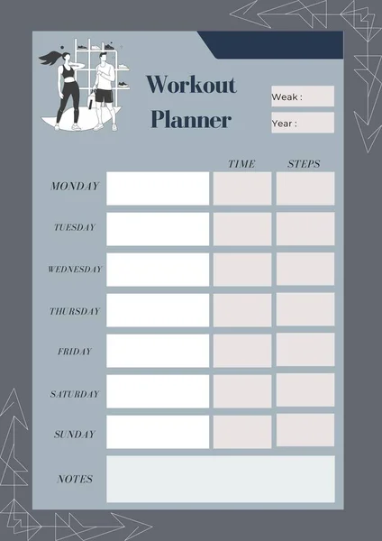 Gry Modern Workout Planner Template — стоковое фото