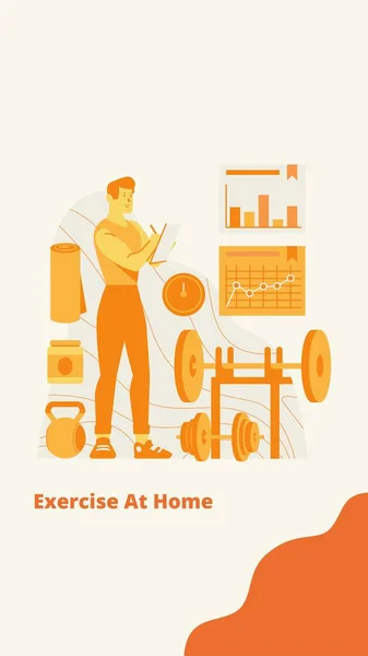 Pomarańczowy Ilustrowany New Normal Workout Instagram Story — Zdjęcie stockowe