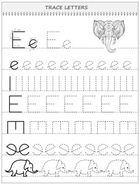 Çocuklar için eğitim sayfası. Çocuk okulu ders kitabı için siyah-beyaz çalışma kâğıdı. Yazma ve izleme becerileri geliştiriyorum. Online eğitim için çarşaf. Okula dönelim. Vektör resmi.