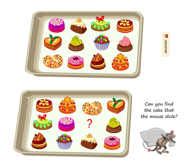 Puzzle Logique Pour Enfants Adultes Pouvez Vous Trouver Gâteau Que — Image vectorielle