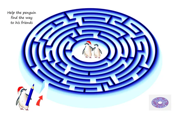 Les Meilleurs Labyrinthes Aidez Pingouin Trouver Chemin Ses Amis Jeu — Image vectorielle