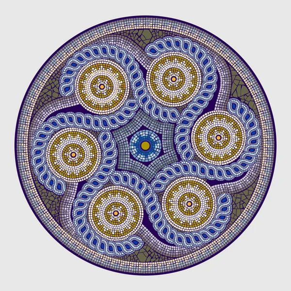 Bizantyjska Mozaika Dekoracyjny Zabytkowy Wzór Starych Płytek Ceramicznych Arabeska Ozdoba — Wektor stockowy