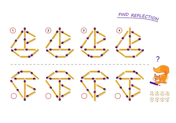 Jeu Puzzle Logique Pour Les Enfants Besoin Trouver Une Réflexion — Image vectorielle