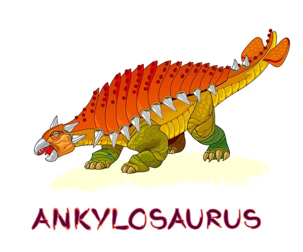 Ankylosaurus 쥬라기 월드의 동물들 바탕에 고립된 직물을 아이들의 Flat — 스톡 벡터