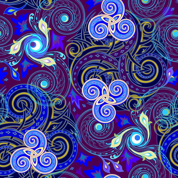 Seamless Pattern Ornament Abstract Background Ancient Celtic Triskelion Triple Trickle — Διανυσματικό Αρχείο