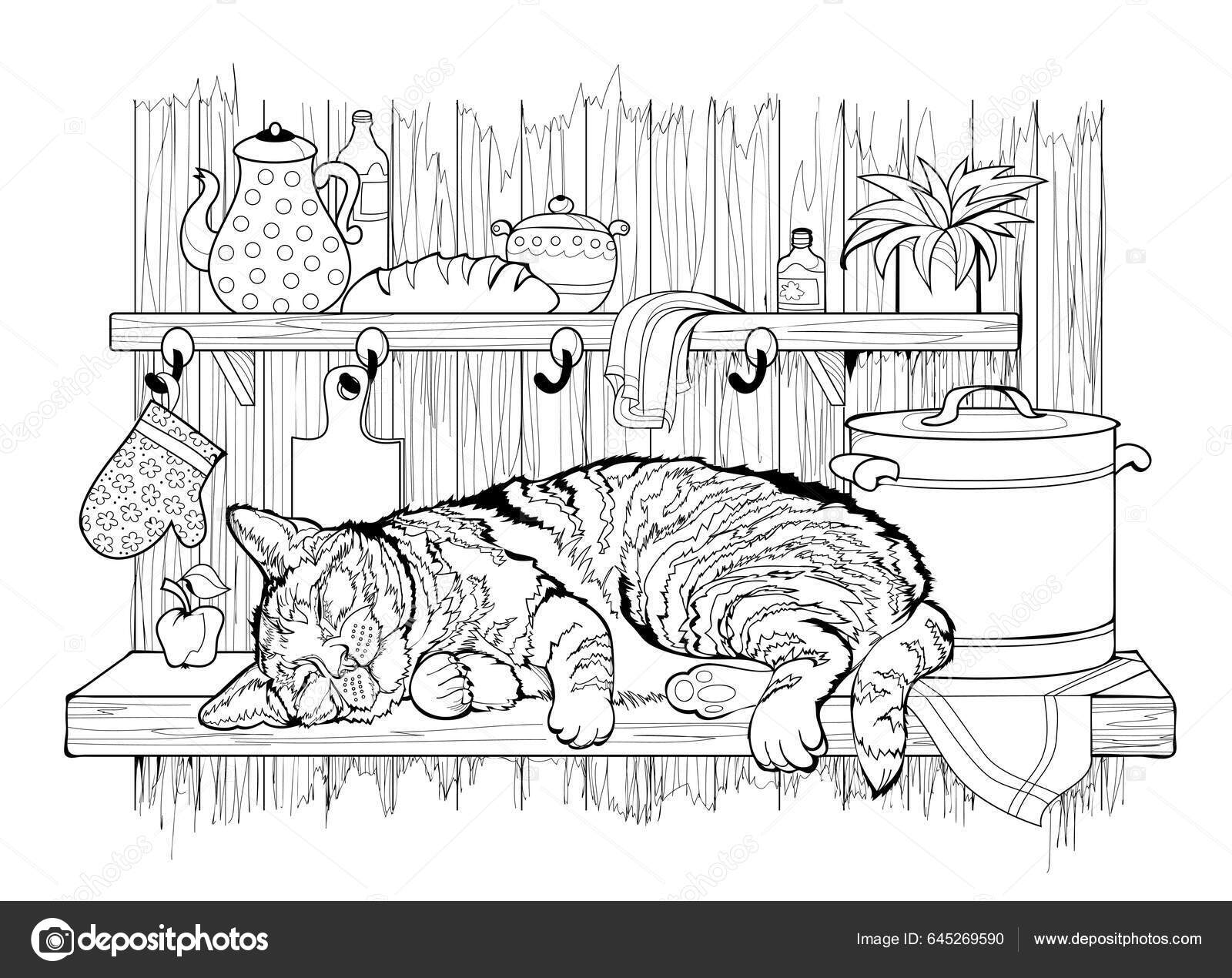 Livro Para Colorir Para Adultos - Grupo 3 De Quatro Desenhos Que Colorem  Páginas Do Gato Para Adultos E Crianças, Garatuja Ilustração do Vetor -  Ilustração de casa, bebê: 72137447