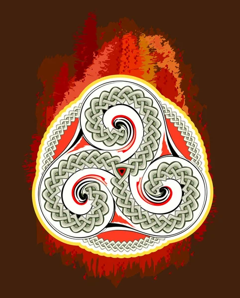 Αρχαίο Ιρλανδικό Σύμβολο Σημάδι Εθνολογικής Μαγείας Κέλτικος Κόμπος Τριπλή Ροή — Διανυσματικό Αρχείο