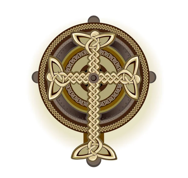 Celtic Cross Ancient Irish Symbol Ethnic Magic Sign Celtic Knot — Stock Vector