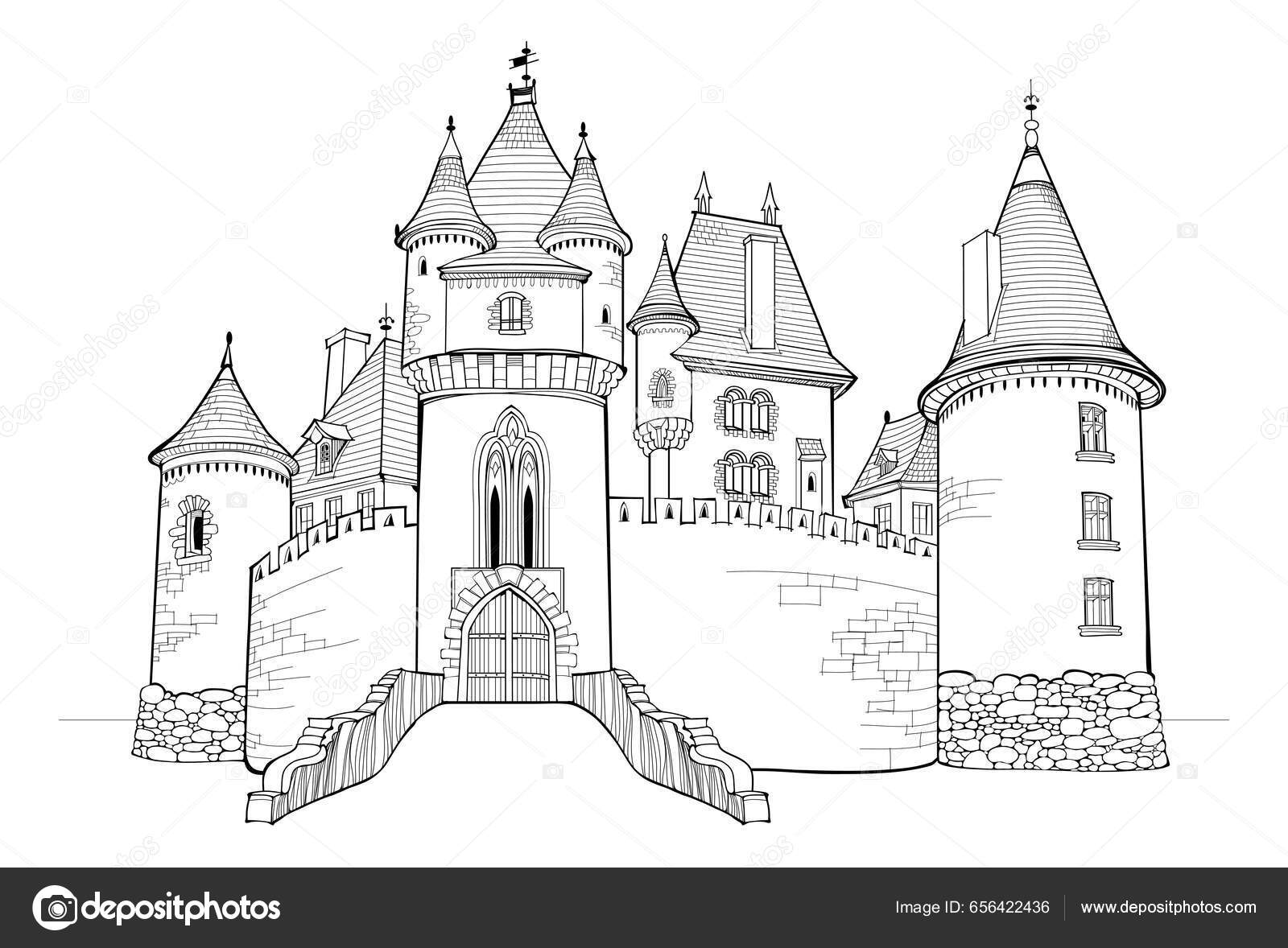 Big Castle Coloring Page For Kids Colouring Page Fantasy Coloring Book  Vector, Book Drawing, Castle Drawing, Ring Drawing PNG and Vector with  Transparent Background for Free Download