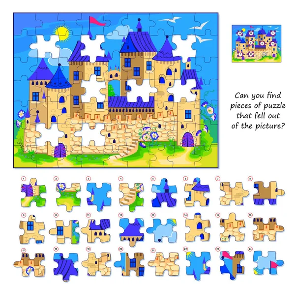 Logic Game Children Adults Can You Find Pieces Puzzle Fell — Stock Vector