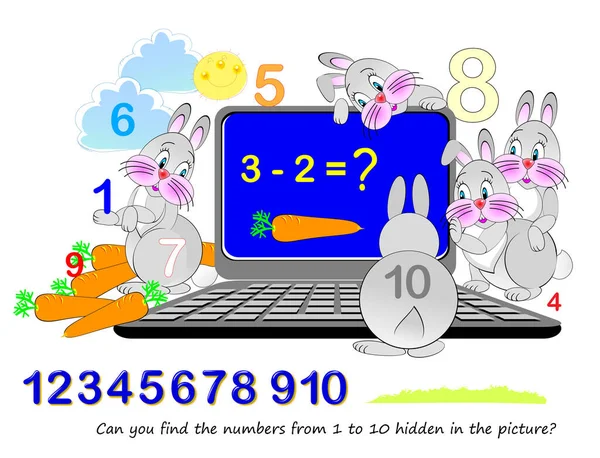 Логічна Головоломка Математична Освіта Маленьких Дітей Можете Знайти Цифри Від — стоковий вектор