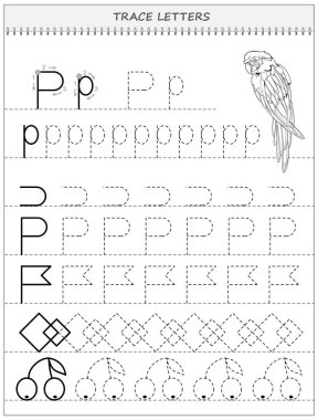 Çocuklar için eğitim sayfası. Çocuk okulu ders kitabı için siyah-beyaz çalışma kâğıdı. Yazma ve izleme becerileri geliştiriyorum. Online eğitim için çarşaf. Okula dönelim. Vektör resmi.