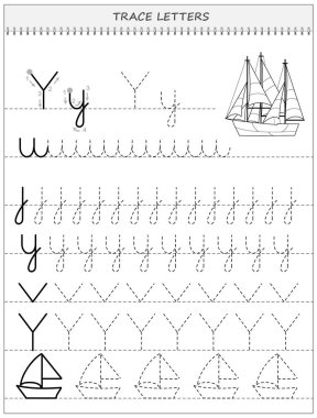 Çocuklar için eğitim sayfası. Çocuk okulu ders kitabı için siyah-beyaz çalışma kâğıdı. Yazma ve izleme becerileri geliştiriyorum. Online eğitim için çarşaf. Okula dönelim. Vektör resmi.