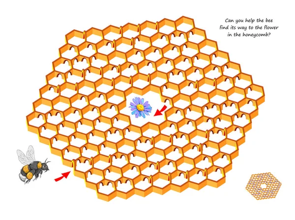 Nejlepší Labyrinty Pomůžeš Včelám Najít Cestu Květině Plástíčku Logická Logická — Stockový vektor