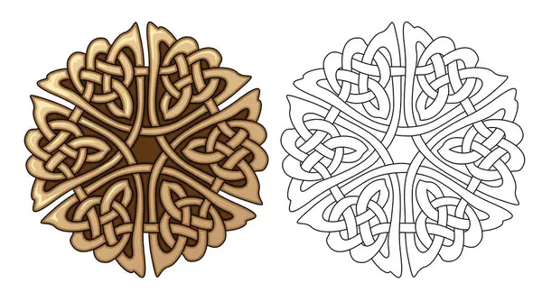 Kelt Düğüm Desenli Antik Skandinav Dekorasyonu Renkli Siyah Beyaz Süsler Stok Illüstrasyon