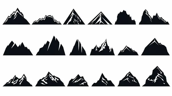 Flat design mountains icon set in flat design illustration on white background