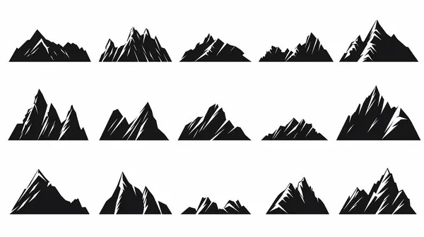 Flat design mountains icon set in flat design illustration on white background