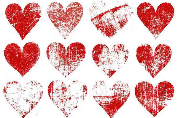 Set Kollektion Roter Grunge Herzen Element Design Illustration Für Valentinstag — Stockfoto