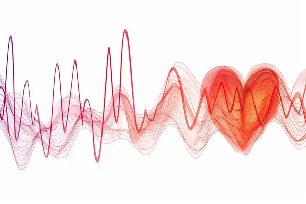 Abstract cardiogram lines of healthy heart and heart stop art illustration. Valentine\'s day style concept theme seasonal.
