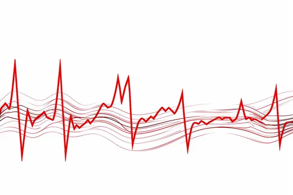 Abstract cardiogram lines of healthy heart and heart stop art illustration. Valentine\'s day style concept theme seasonal.