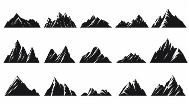 Düz tasarım dağ simgesi beyaz arkaplanda düz tasarım illüstrasyonunda ayarlandı