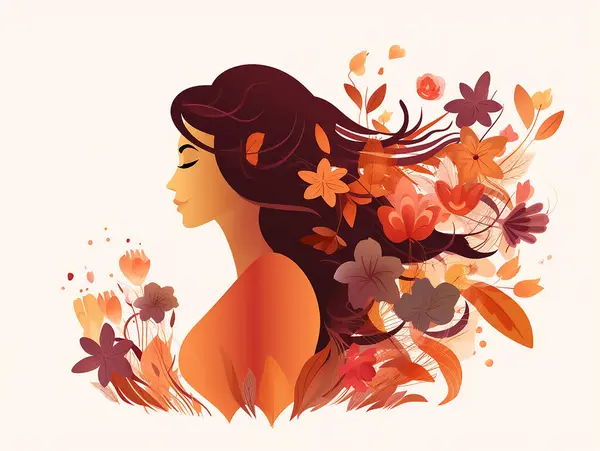 Ilustración Rostros Flores Para Día Internacional Mujer Gráficos Vectoriales