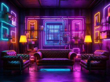 Ortam neon ışıklarıyla yıkanmış bir oturma odası, bir DJ 'in ritimleri kadar zahmetsizce ruh hallerine uyum sağlıyor..