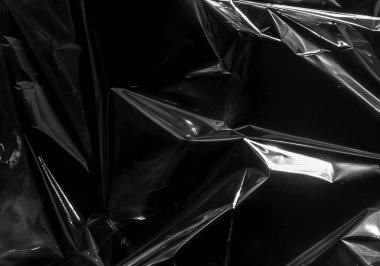Kapalı plastik plastik yırtık ambalaj dokusu. Vektör illüstrasyonunda çeşitli buruşuk, buruşuk ve farklı gözyaşı desenli şeffaf plastik ambalajlar görülüyor. Siyah gri dizaynlar ve gölge etkisi.