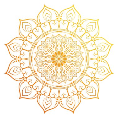 Altın mandala ışıltısı. Altın ve beyaz mandala tasarımı.