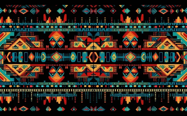 Etniskt Abstrakt Ikat Mönster Sömlöst Mönster Stam Folkbroderi Mexikansk Stil — Stock vektor