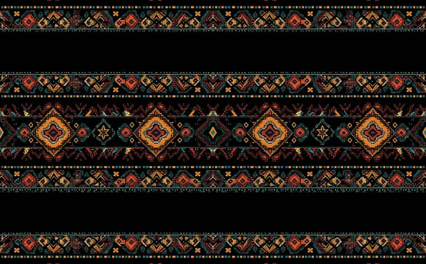 Modèle Ikat Abstrait Ethnique Motif Sans Couture Tribal Broderie Folklorique — Image vectorielle