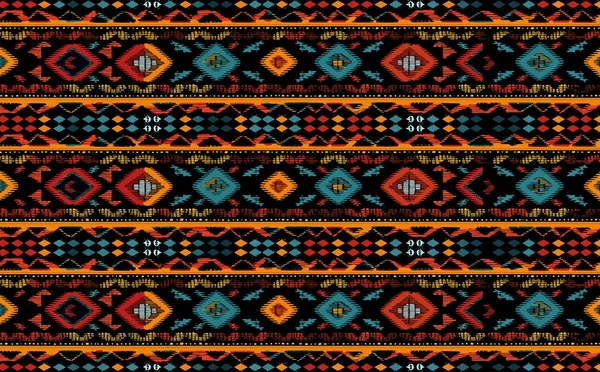 Ethnisch Abstraktes Ikat Muster Nahtloses Muster Stammes Volksstickereien Mexikanischem Stil — Stockvektor