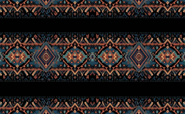 Etniskt Abstrakt Ikat Mönster Sömlöst Mönster Stam Folkbroderi Mexikansk Stil — Stock vektor