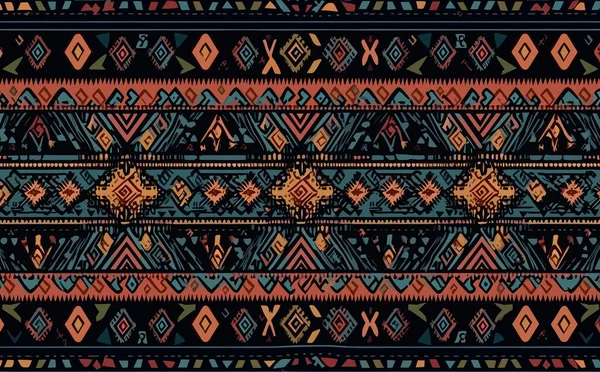 Patrón Étnico Abstracto Ikat Patrón Sin Costuras Tribal Bordado Popular — Archivo Imágenes Vectoriales