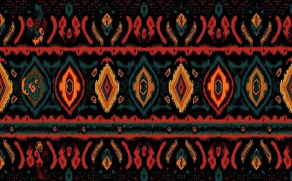 Modèle Ikat Abstrait Ethnique Motif Sans Couture Tribal Broderie Folklorique — Image vectorielle