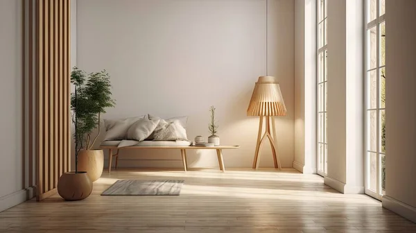 Modern Interior Sofa Plants Scandinavian Style Rendering — Stock Photo, Image