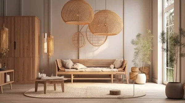 Interior Modern Living Room Sofa Wooden Floor — Stock Photo, Image