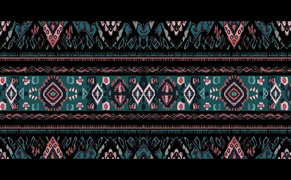 Modèle Ikat Abstrait Ethnique Motif Sans Couture Tribal Broderie Folklorique — Image vectorielle