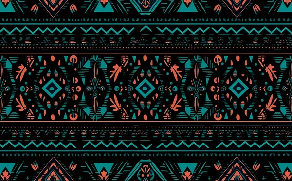 族裔抽象的Ikat模式 无缝图案的部落 民间刺绣 墨西哥风格 阿兹特克几何艺术装饰印刷品 纺织品设计 — 图库矢量图片