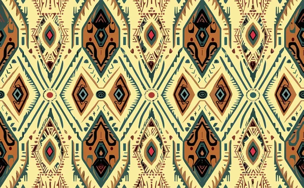 Padrão Ikat Abstrato Étnico Padrão Sem Costura Tribal Bordado Popular — Vetor de Stock