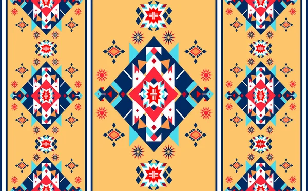 几何东方Ikat无缝图案传统设计的背景 矢量插图 绣花风格 — 图库矢量图片