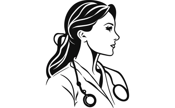 Νοσοκόμα Σιλουέτα Διάνυσμα Τέχνης Σιλουέτα Της Γυναίκας Γιατρός — Διανυσματικό Αρχείο